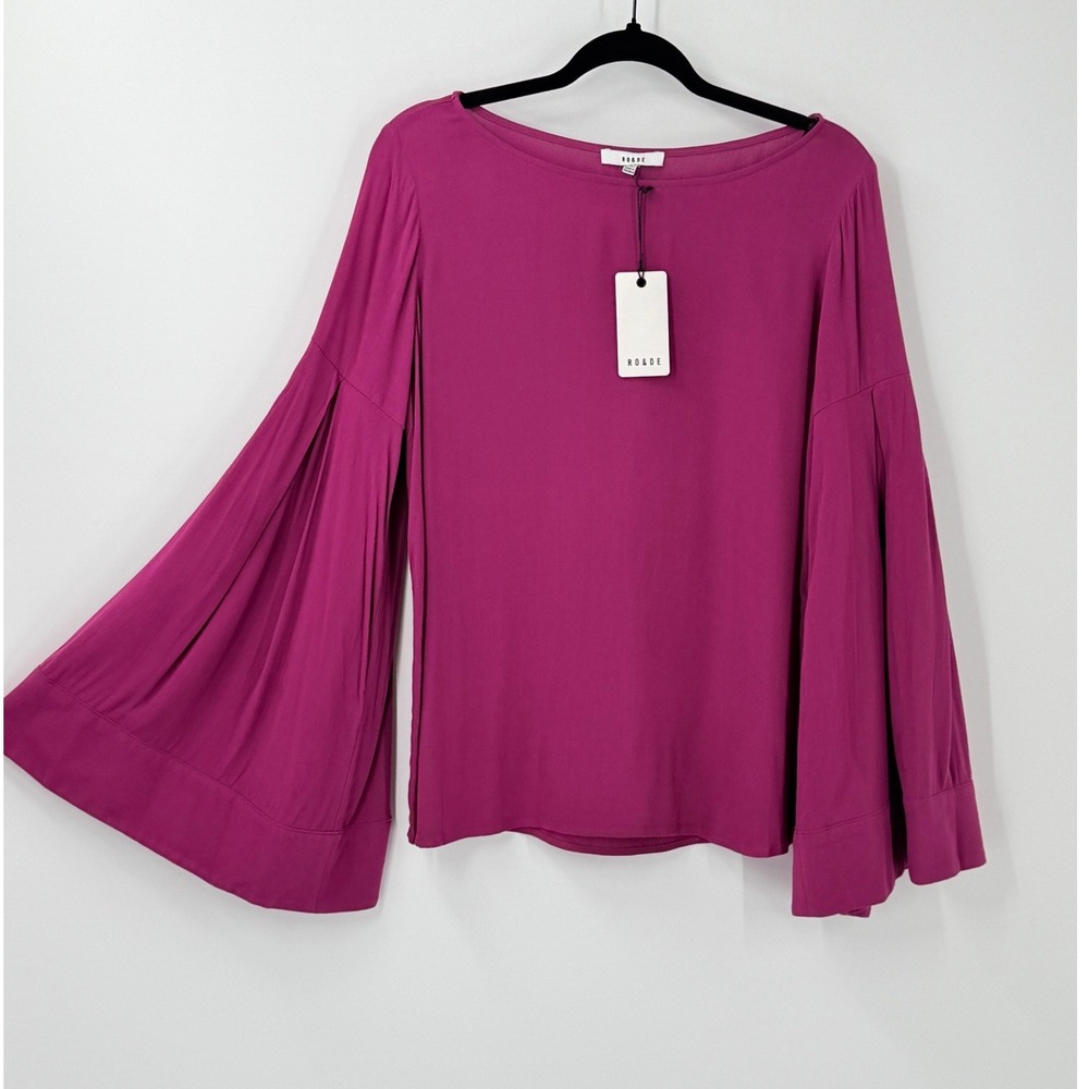 NWT Ro&De Magenta Bell Sleeve top womens Sz M whimsigoth peasant festival boho